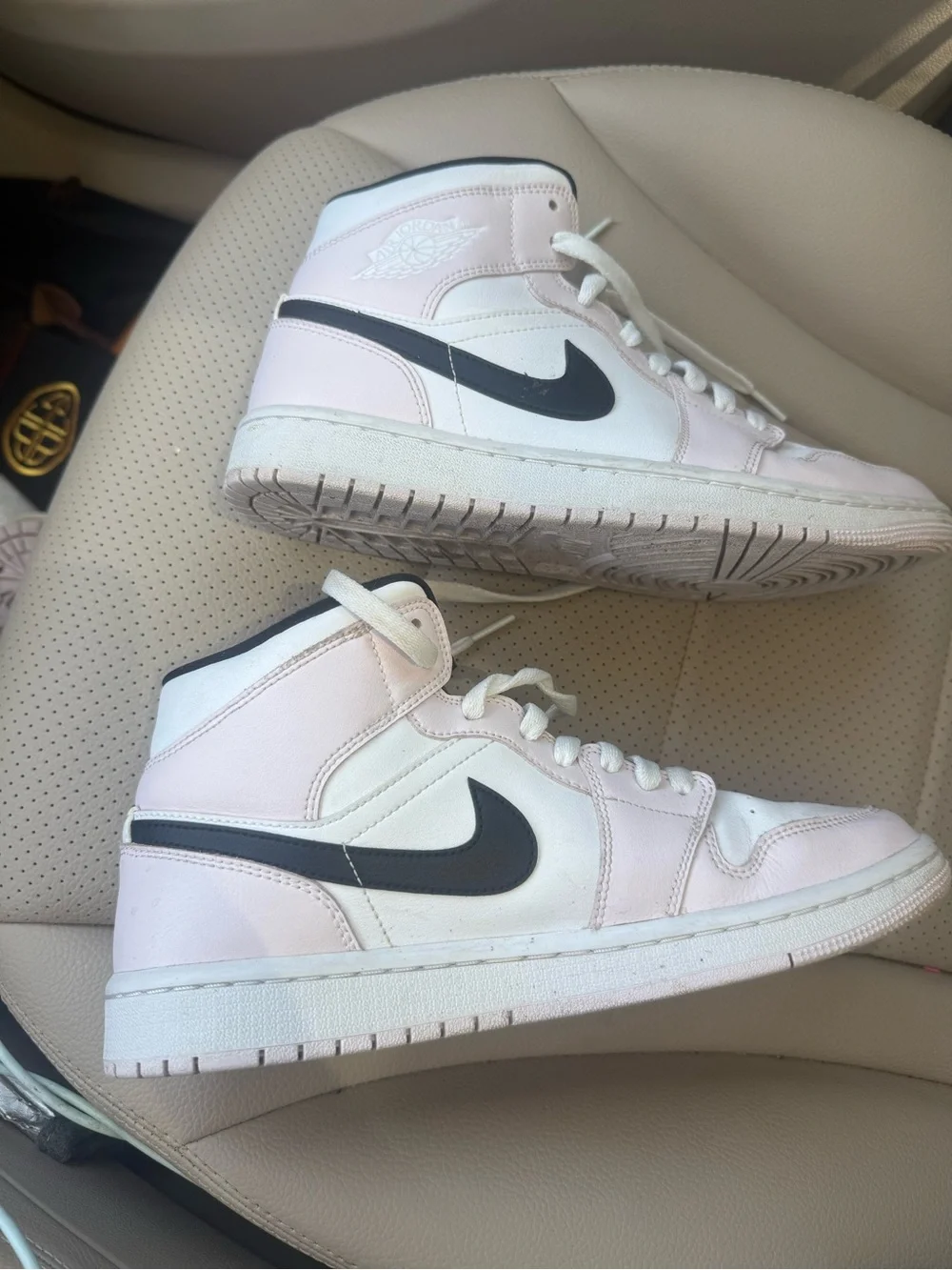 Nike Women's High-Top Sneakers in White, Light Pink & Black size 9
